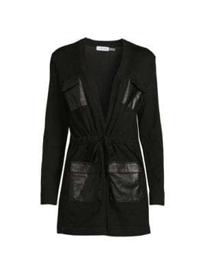 Calvin Klein
 Faux Leather Pocket Cardigan