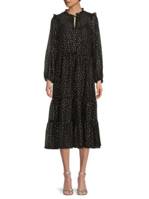 julia jordan
 Polka Dot Tiered Midi Dress