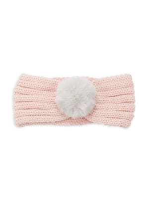 Surell
 Girl's Rib Knit Faux Fur Pom Pom Headband