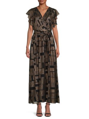 Donna Ricco
 Flutter Sleeve Belted Wrap Dress