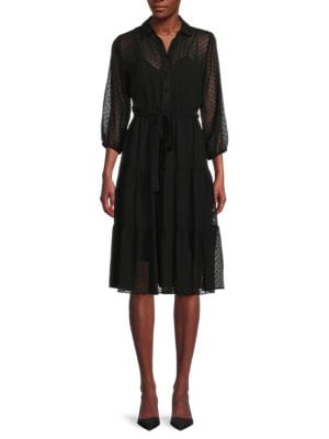 Saks Fifth Avenue
 Swiss Dot Tiered Midi Shirtdress