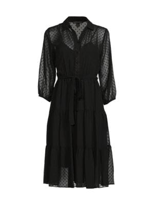 Saks Fifth Avenue
 Swiss Dot Tiered Midi Shirtdress