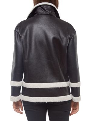 Sanctuary
 Faux Shearling & Faux Leather Moto Jacket