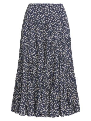 Polo Ralph Lauren
 Tiered Floral-Print Midi-Skirt