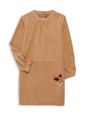 Imoga
 Girl’s Embroidered Corduroy Shift Dress