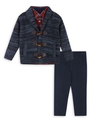 Andy & Evan
 Little Boy's & Boy's 3 Piece Toggle Cardigan Sweater Set