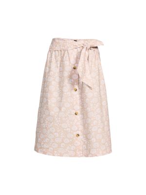 Saks Fifth Avenue
 Floral Linen Blend A Line Skirt