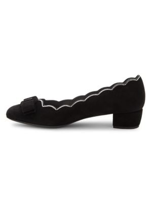 Salvatore Ferragamo
 Scalloped Block Heel Suede Pumps