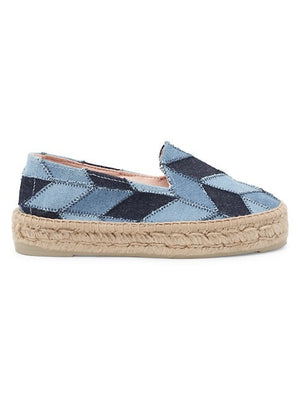 Patchwork Denim Double-Sole Espadrilles