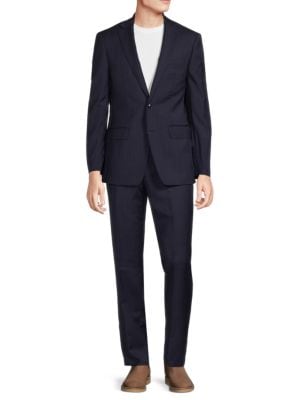 Calvin Klein
 Slim Fit Crosshatch Wool Blend Suit