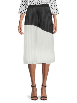 Wdny
 Colorblock Pleated Midi Skirt