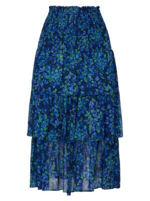 The Kooples
 Floral Silk Midi Skirt