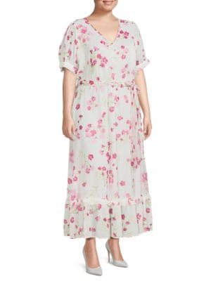 Calvin Klein
 Plus Floral Belted Maxi Dress