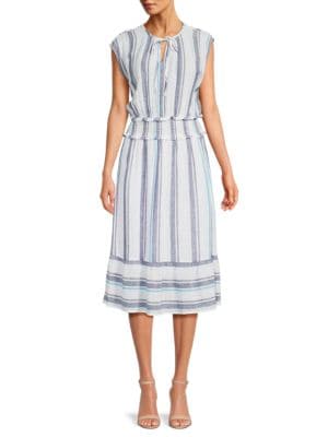 Rails
 Ashlyn Striped Linen Blend Midi Dress