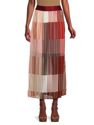 DKNY
 Logo Striped Midi Skirt