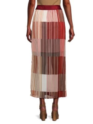 DKNY
 Logo Striped Midi Skirt