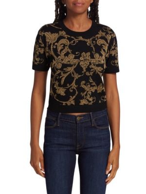 Alice + Olivia
 Ciara Jacquard Knit Crop Sweater