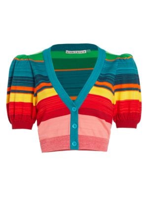 Alice + Olivia
  Romi Striped Puff Sleeve Cardigan