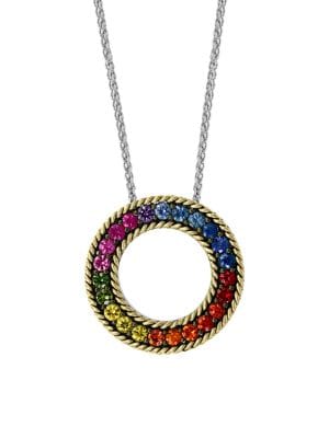 Effy
 18K Yellow Gold, Sterling Silver & Multicolor Sapphire Pendant Necklace