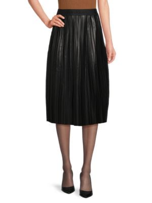 Calvin Klein
 Pleated Faux Leather Midi Skirt