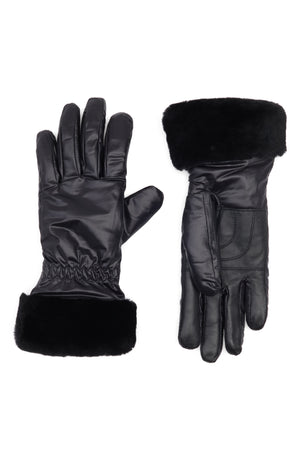 UGG<SUP>®</SUP> Fontanne Smart Genuine Shearling Trim Gloves, Main, color, BLACK