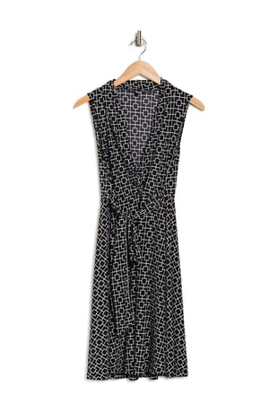 LOVE BY DESIGN Prescott Sleeveless Wrap Dress, Alternate, color, SQUARE NECK LINK-BLK/WHT