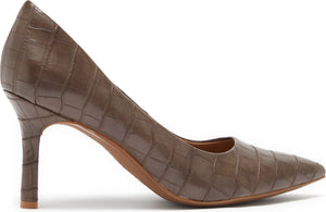 NORDSTROM RACK Paige Leather Pump, Alternate, color, BROWN CHOCOLATE CROCO