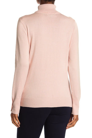 JOSEPH A Turtleneck Button Sleeve Pullover Sweater, Main, color, ROSE QUARTZ