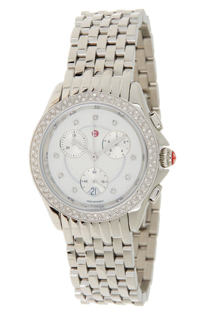 MICHELE Women's Belmore Chronograph Diamond Embellished Bracelet Watch, 37mm - 0.34 ctw, Main, color, NO COLOR