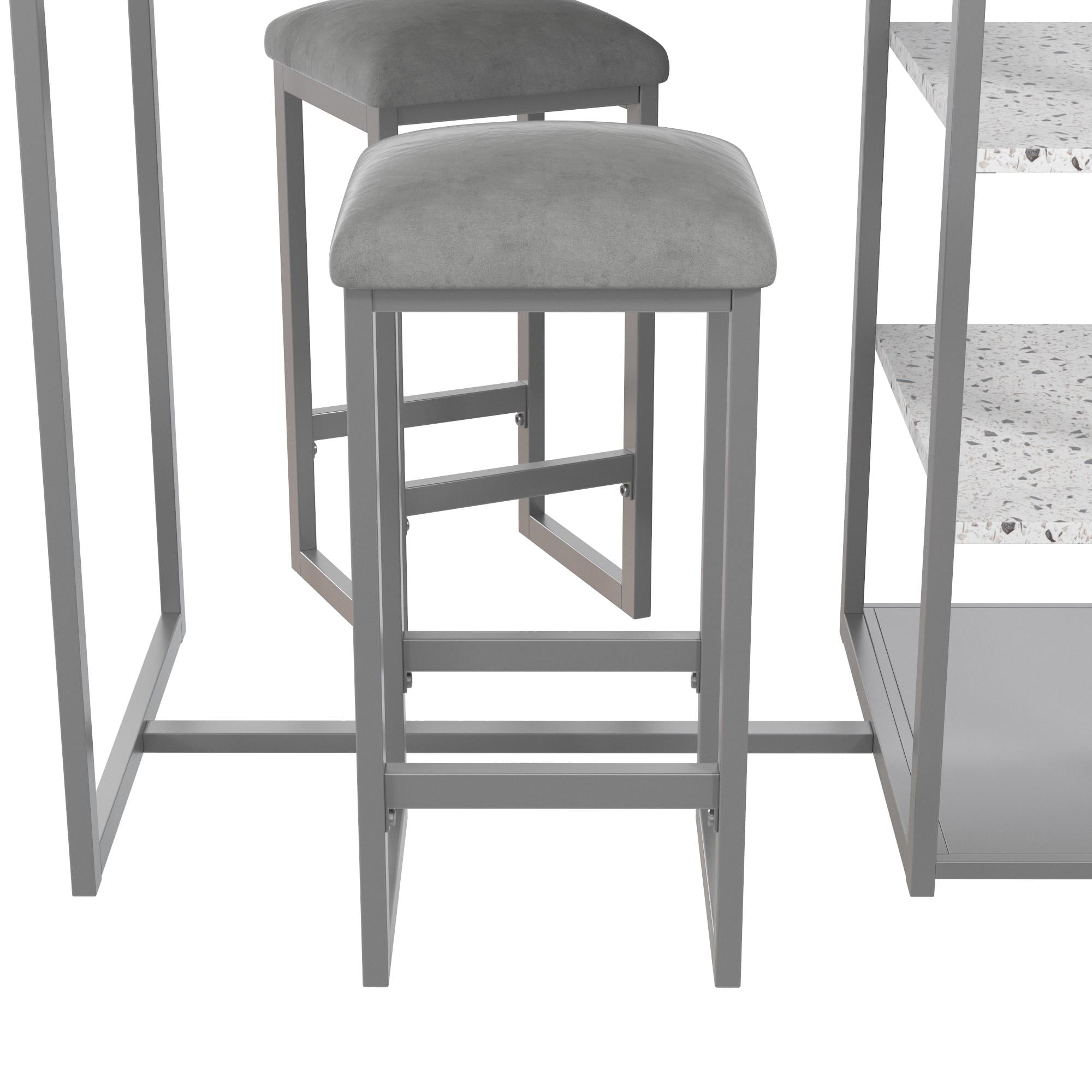 Novogratz Nora 3-Piece Pub Set with Faux Terrazzo Top, Gray Metal/Gray Seat - image 12 of 16