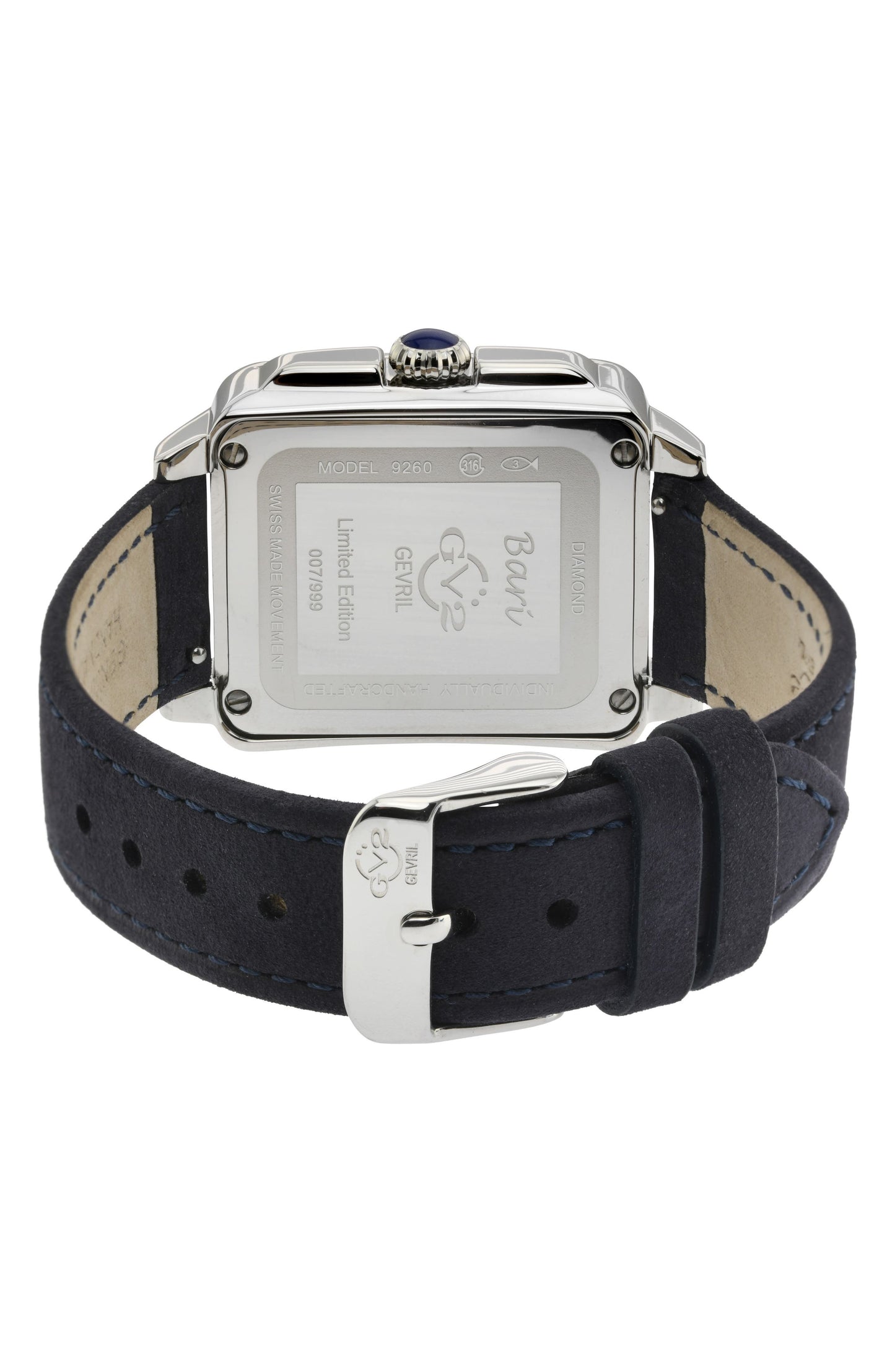 GV2 Women's Bari Enamel with Diamond Dial Leather Strap Watch, 37mm, Alternate, color, BLUE