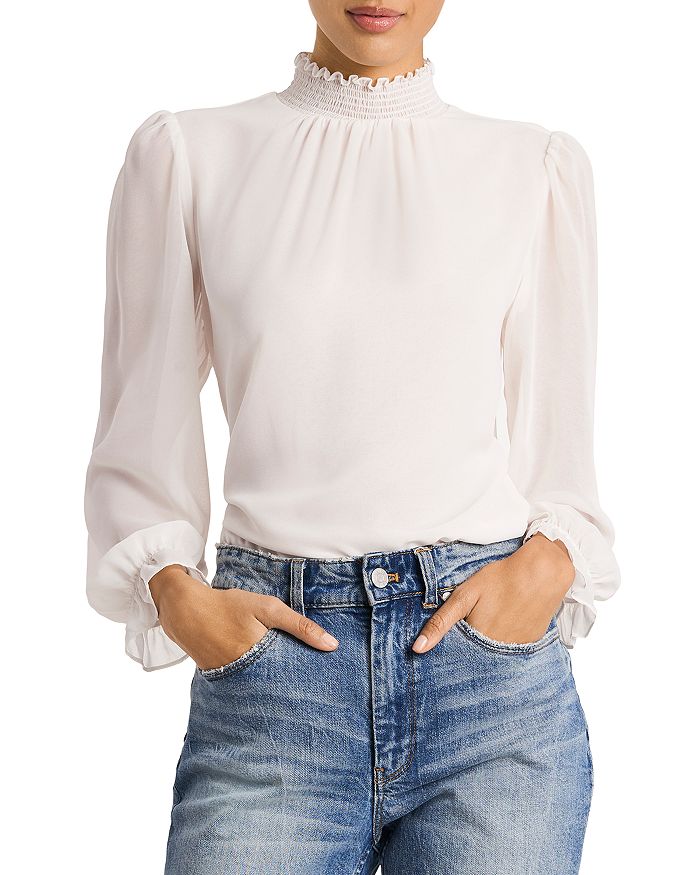 1.STATE - Smocked-Neck Blouse