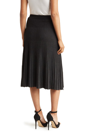 MAXSTUDIO Pleated Sweater Skirt, Alternate, color, BLACK GREY