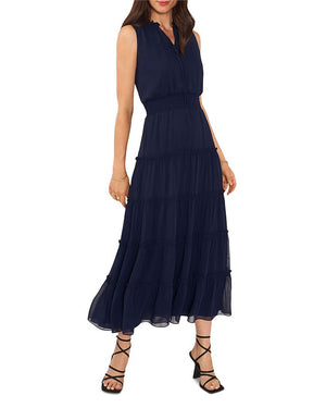 1.STATE - Tie Neck Tiered Midi Dress