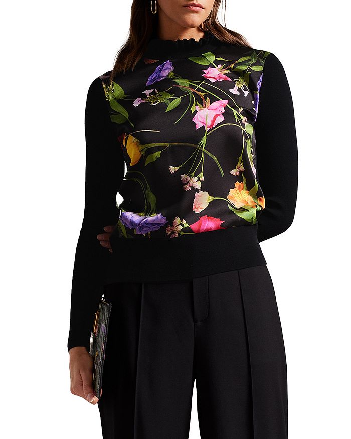 Ted Baker - Daneaa Woven Front Mock Neck Sweater