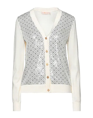 TORY BURCH Cardigan Ivory 100% Silk, Merino Wool