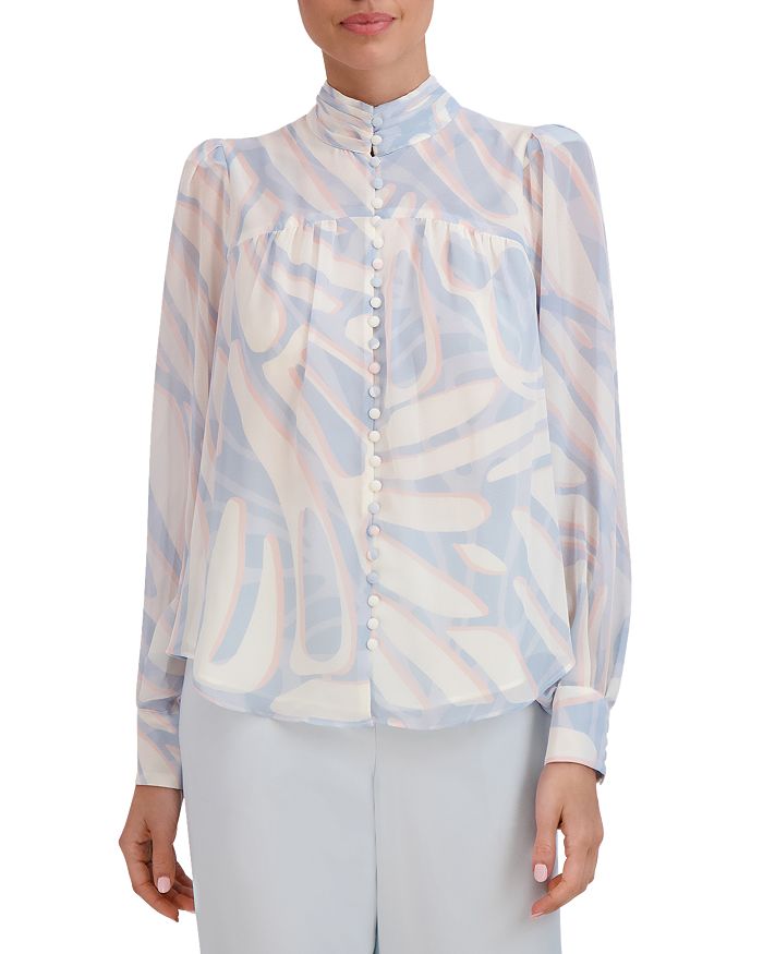 BCBGMAXAZRIA - Ruched Mock Neck Blouse