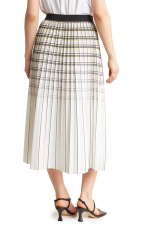 ADRIANNA PAPELL Ombré Plaid Pleat Skirt, Alternate, color, IVORY/LEMONGRASS OMBRE PLAID