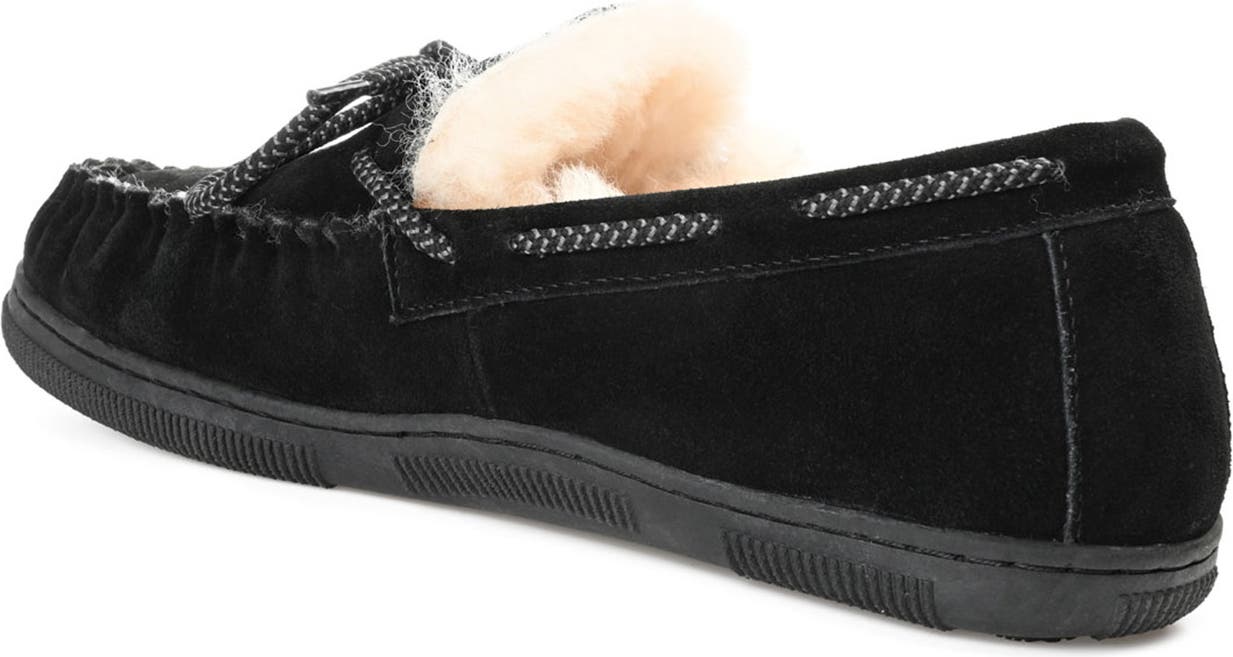 TERRITORY BOOTS Meander Genuine Shearling Lined Suede Moccasin, Alternate, color, BLACK