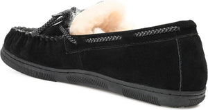 TERRITORY BOOTS Meander Genuine Shearling Lined Suede Moccasin, Alternate, color, BLACK