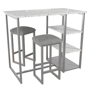 Novogratz Nora 3-Piece Pub Set with Faux Terrazzo Top, Gray Metal/Gray Seat - image 14 of 16