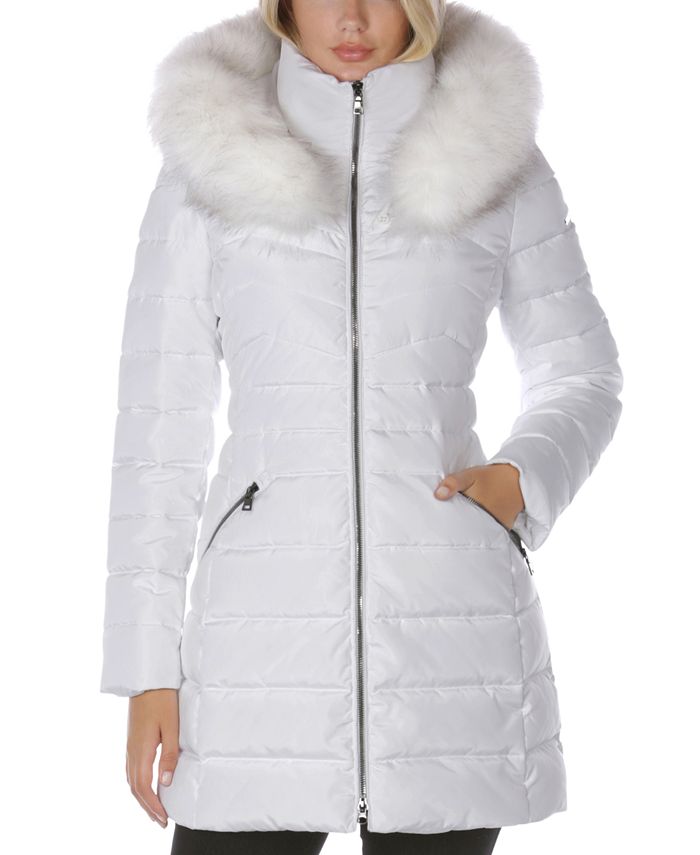 Laundry by Shelli Segal - Faux-Fur-Trim Hooded Puffer Coat