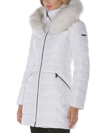 Laundry by Shelli Segal - Faux-Fur-Trim Hooded Puffer Coat