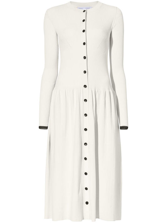 Proenza Schouler White Labelribbed-knit buttoned midi dress