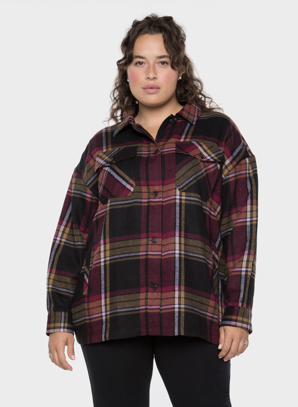 Oversized Plaid Shirt Jacket