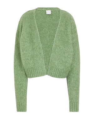 8 by YOOX Cardigan OVERSIZED FIT CROPPED CARDIGAN Sage green 28% Merino Wool, 27% Alpaca wool, 24% Recycled polyamide, 20% Recycled polyester, 1% Elastane