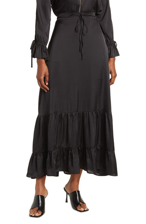 BY DESIGN Water World Ruffle Hem Maxi Skirt, Main, color, BLACK