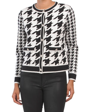 Houndstooth Front Pocket Sweater