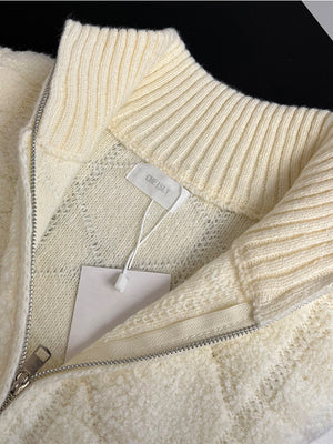 2022 Autumn Winter Knitwear Women Thicken Warm Short Knit Cardigan Outer Half High Collar Short Sweater Zipper Female Lambs Wool