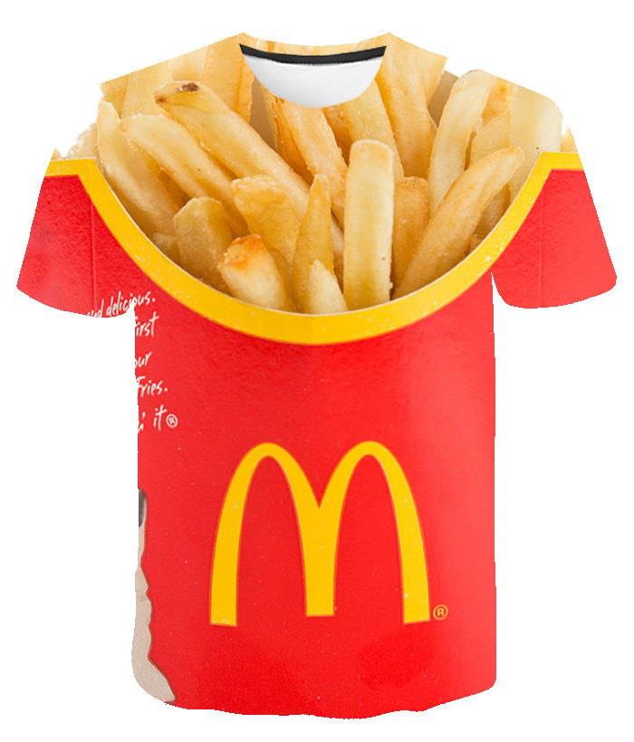 2022 popular products men's T-shirt y2kclots, McDonald's fries hamburger pattern, 3D printed T-shirt fashion products